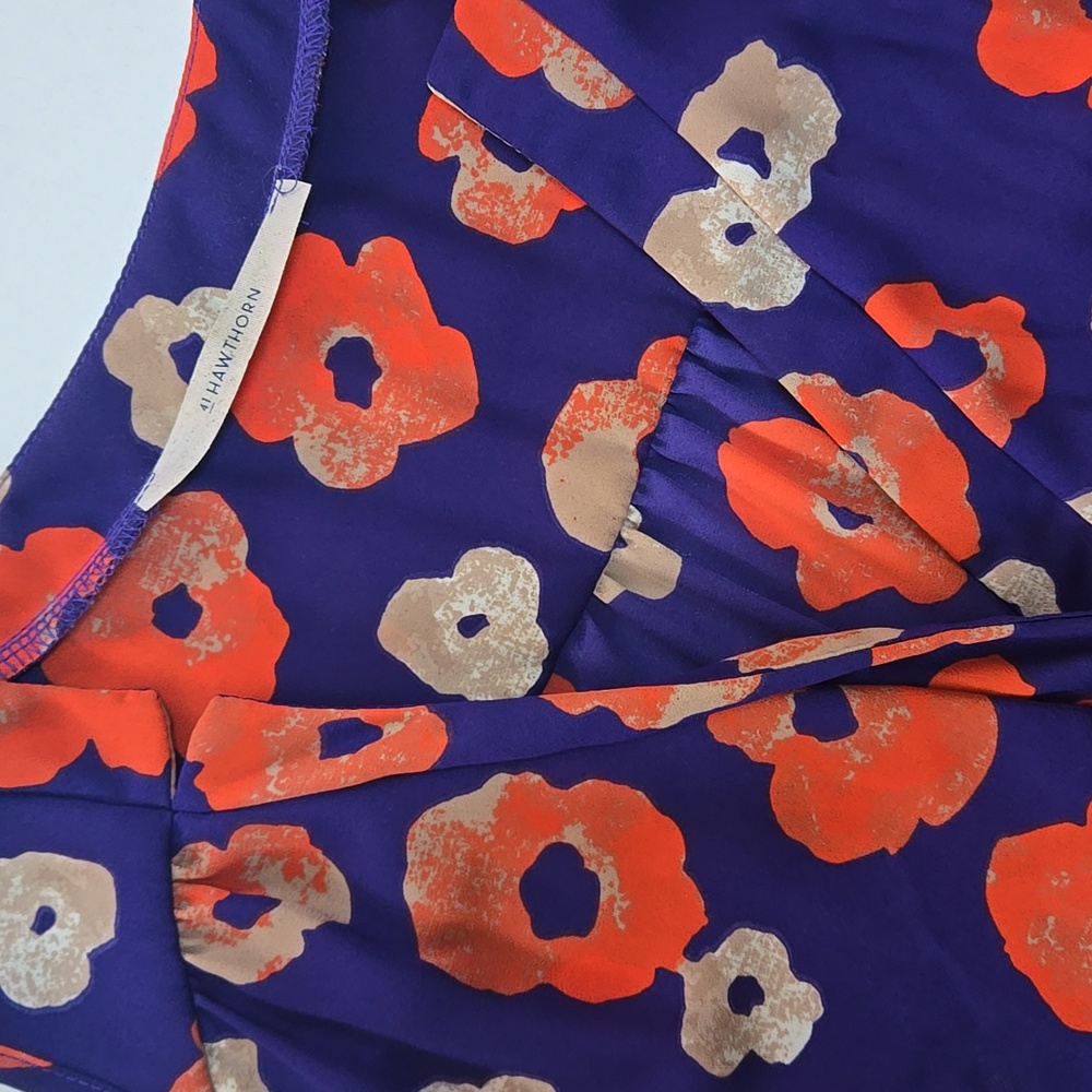 Hawthorn‎ Women’s Sleeveless Blouse Navy Orange Floral V-Neck: Size L